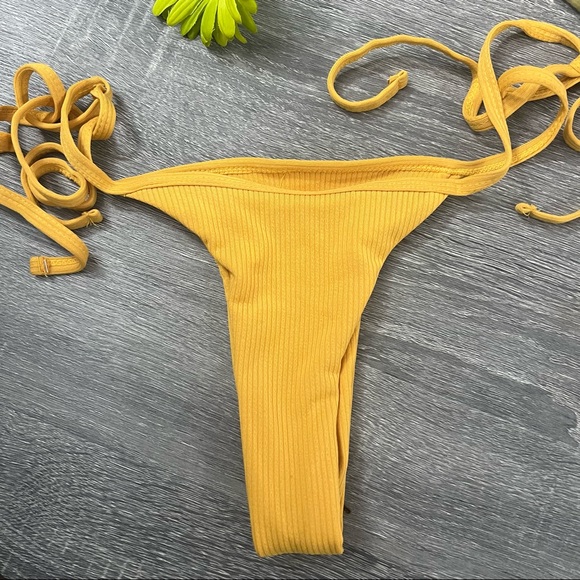 Ribbed Bikini Set - Mustard Yellow - Picture 6 of 9